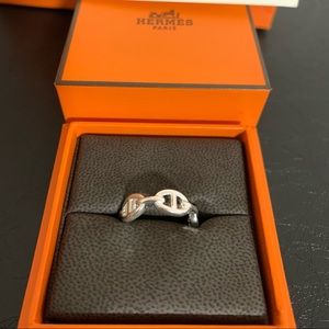 Hermès Silver Chaine d'Ancre Enchainee ring, Sz 55